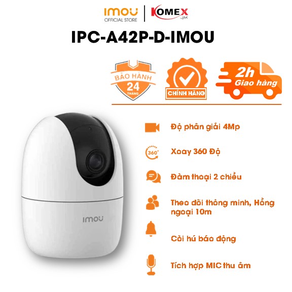 Camera Wifi 4MP IPC-A42P-D-IMOU phát hiện người lạ bằng AI - Hàng Chính Hãng