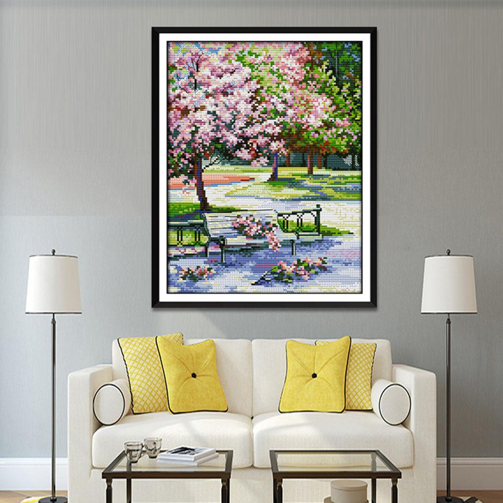 Embroidery Cross Stitch Kits Pre-Printed Pattern Needlework - Spring Scene
