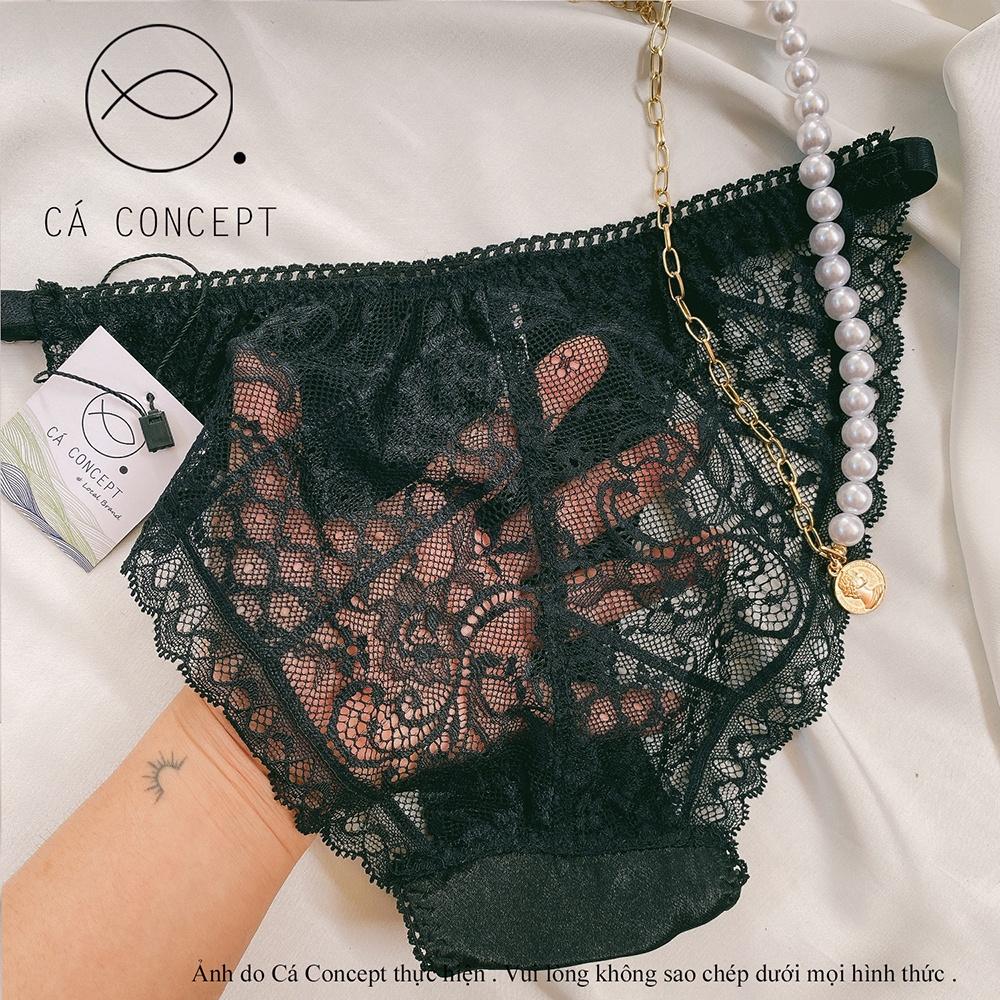 Set bra dún ren đen nữ có mút không gọng CÁ CONCEPT đồ lót thiết kế bralette vải phi lụa đủ size