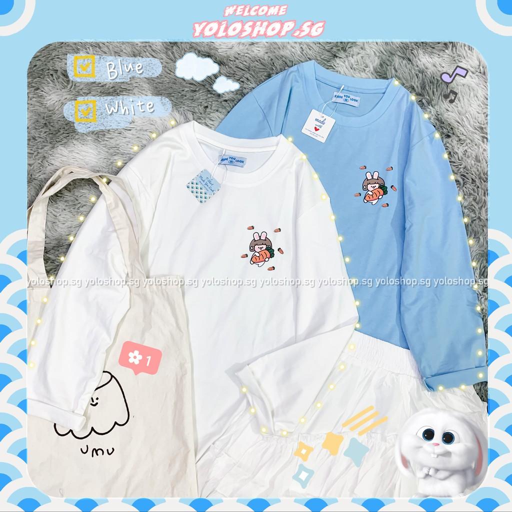 Áo Thun Tay Dài Thu Đông Unisex Thỏ Cà Rốt Ulzzang