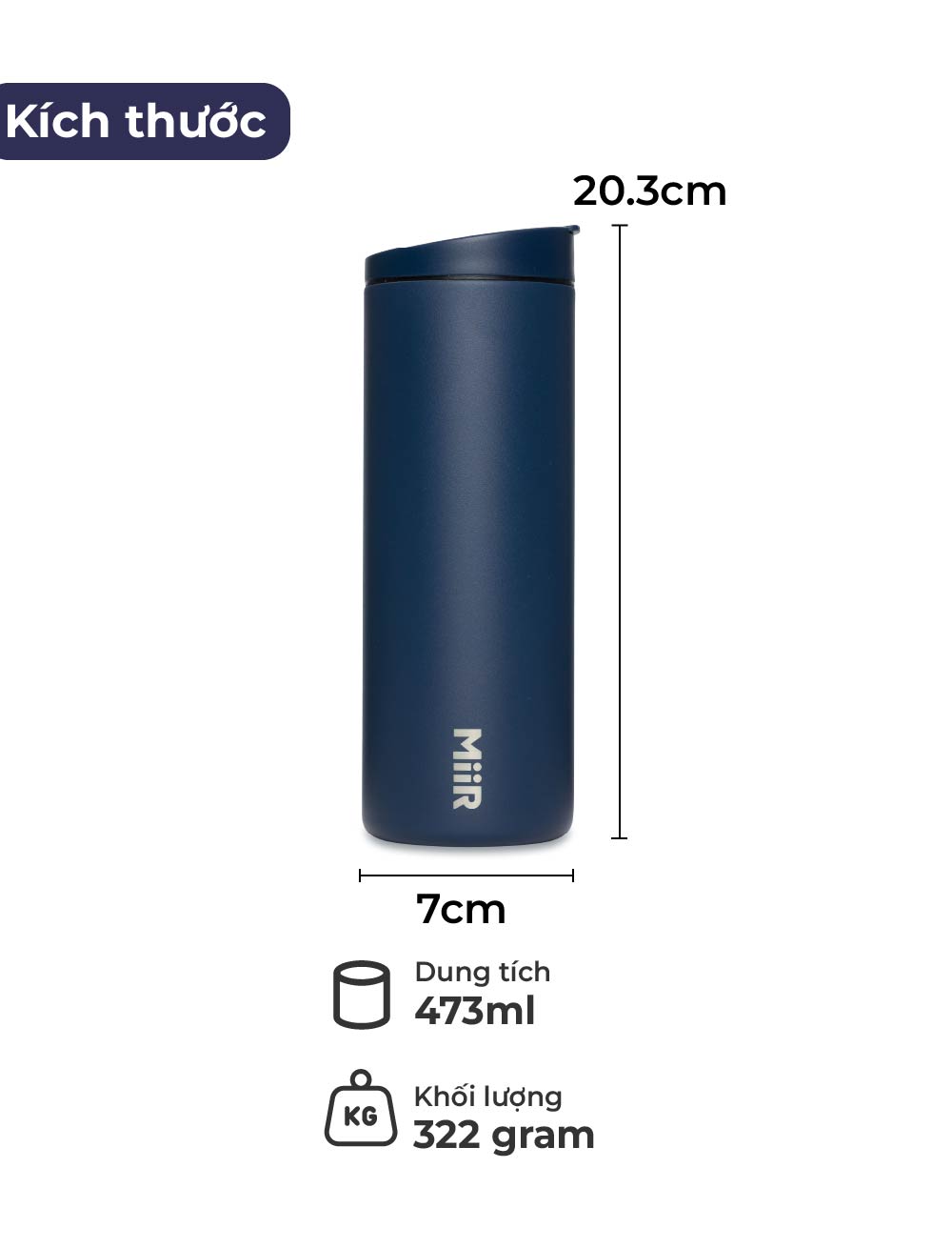 Bình giữ nhiệt MiiR Flip Traveler nắp mở tiện lợi thương hiệu Mỹ nhập khẩu chính hãng