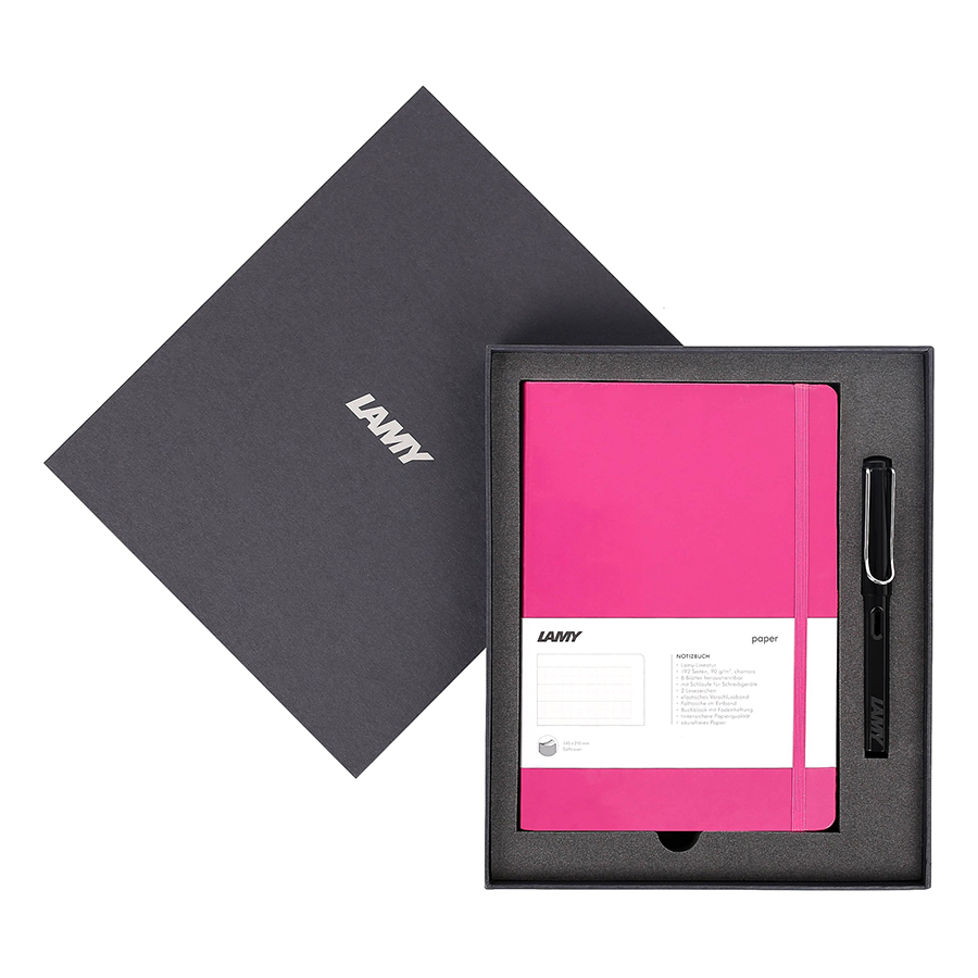 Gift Set Lamy Notebook A5 Softcover Pink+ Lamy Safari Shiny Black - GSNSa0015