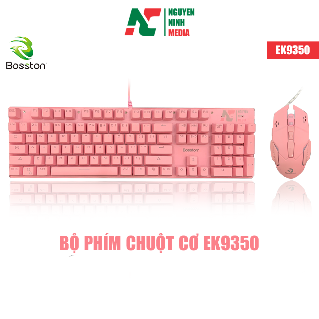 Bộ Phím Chuột Cơ Bosston EK9350 Màu Hồng (Pink) - Hàng Chính Hãng