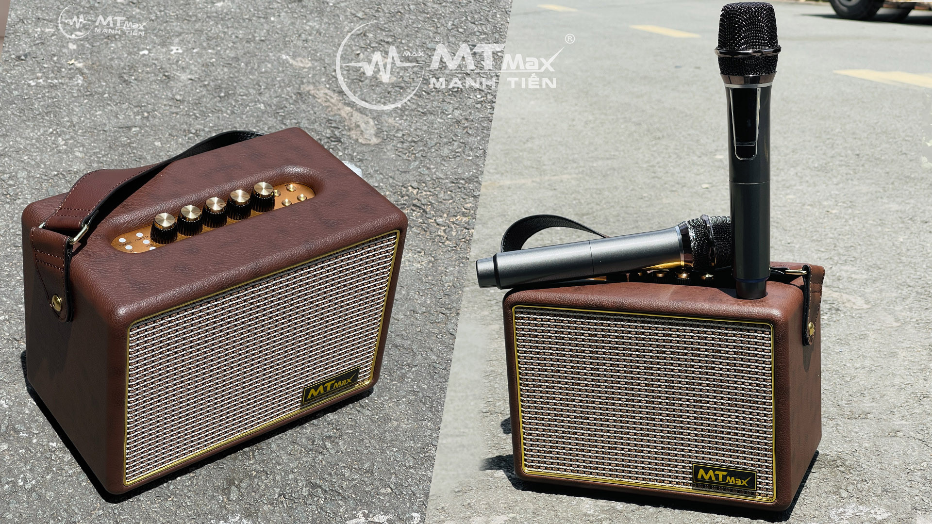 Loa Bluetooth karaoke xách tay MTMAX V7 kèm 2 mic đủ các kết nối hàng chính hãng nhỏ gọn cao cấp tiện lợi xách đi du lịch dã ngoại tiệc ngoài trời