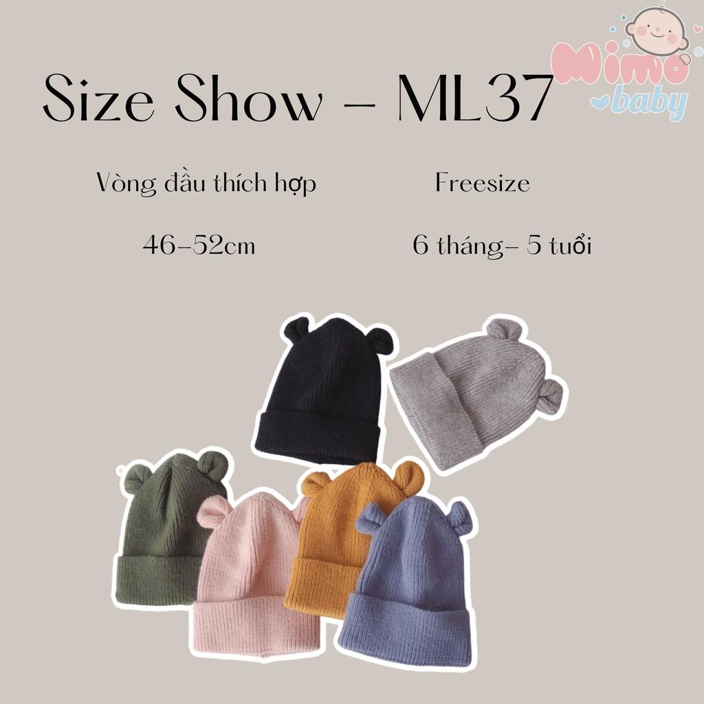 Mũ nón len cho bé - mũ len trơn tai gấu vặn vành cho bé 6m-5y mimo baby ML37