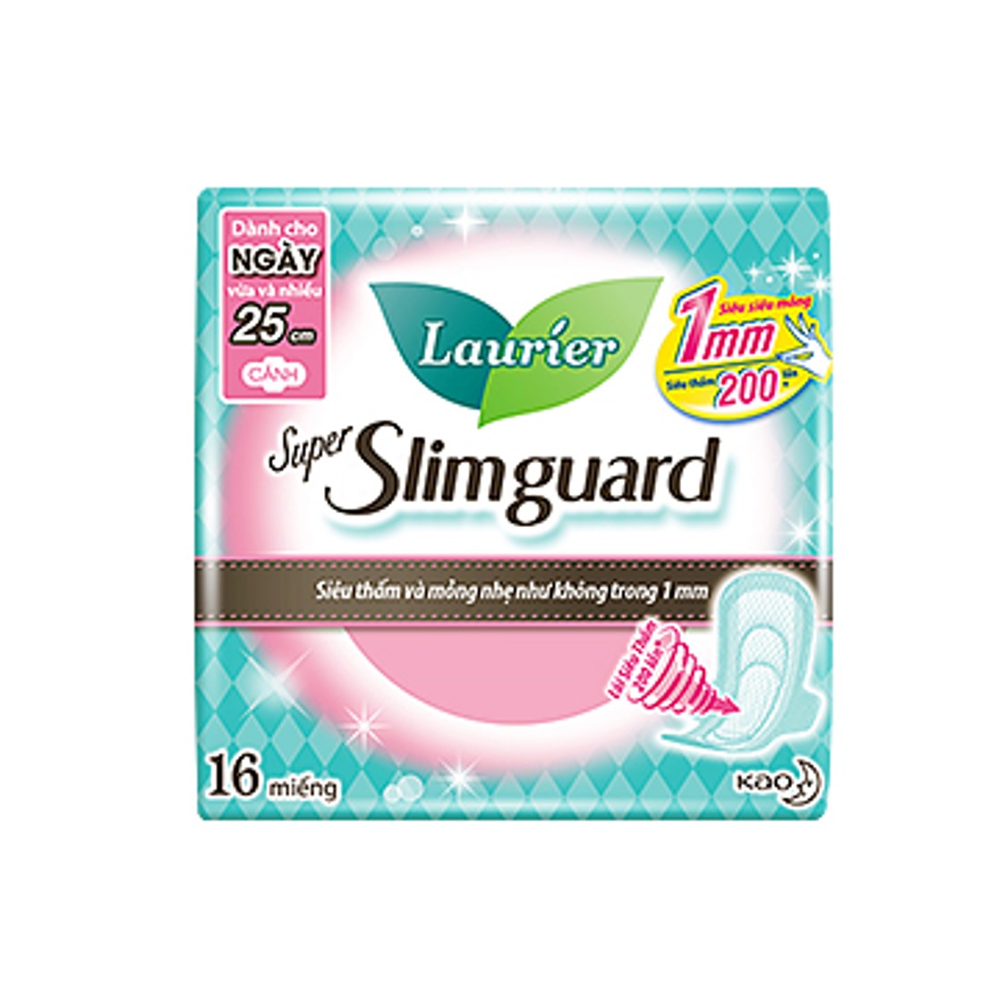 Combo 3 gói Băng Vệ Sinh Ban Ngày Laurier Super Slimguard Siêu Mỏng Cánh 1mm