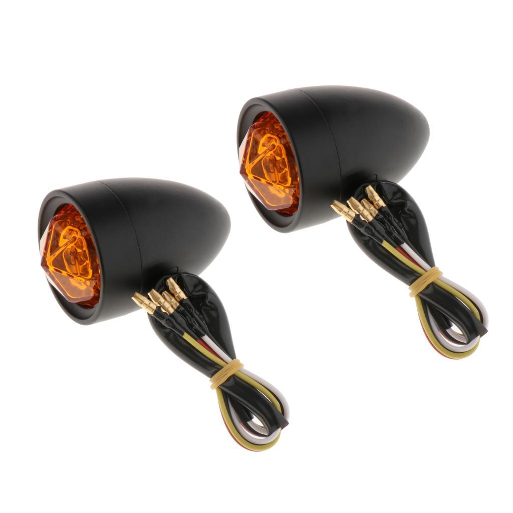 2x Motorcycle Scooter Amber Turn Signals Blinker Indicator Lights 12V Black