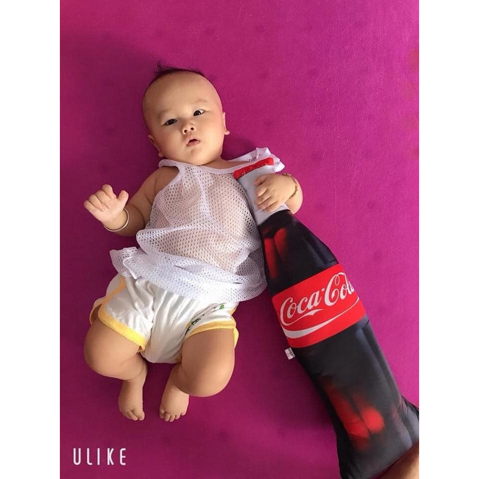 Gối Ôm Quà Tặng Hình Chai Nước Ngọt Coca Giống Thật In 3D Cho Bé Dài 60cm