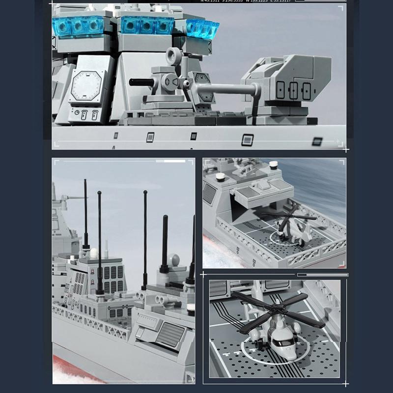 Đồ chơi Lắp ráp Tàu chiến hạm 055, Enlighten 23015 Warship, Xếp hình thông minh, Mô hình Thuyền chiến
