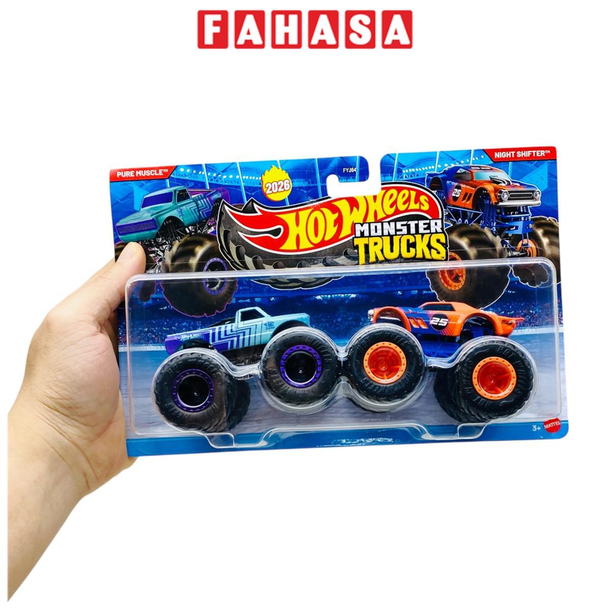Đồ Chơi Bộ 2 Siêu Xe Monster Trucks - Hot Wheels FYJ64M - Pure Muscle + Night Shifter