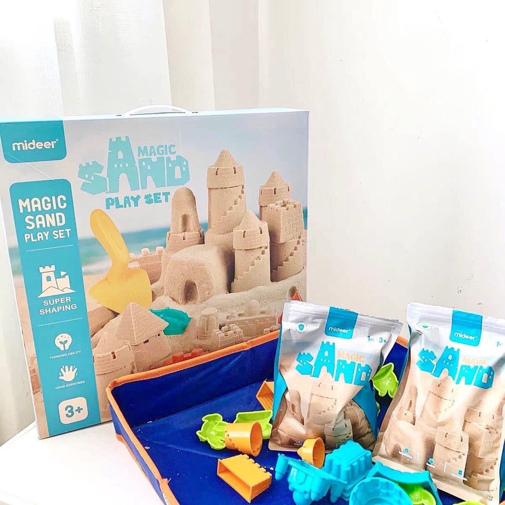 Cát động lực cho bé kèm khuôn chính hãng Mideer Magic Sand Play Set Kinetic sand bộ đồ chơi cát động lực phao chơi 1kg