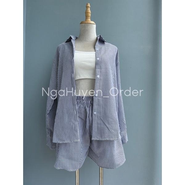 Nguyên set SƠMI XỐP màu pastel dài tay năng động thời trang mua hè 2022