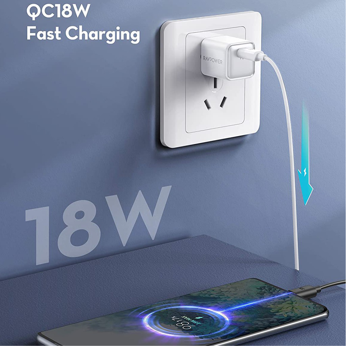 Combo Củ Sạc Nhanh iPhone iPad RAVPower RP-PC150 20W Và Cáp Type C to Lightning MFI C94 20W 1m RP-CB054 - Hàng Chính Hãng