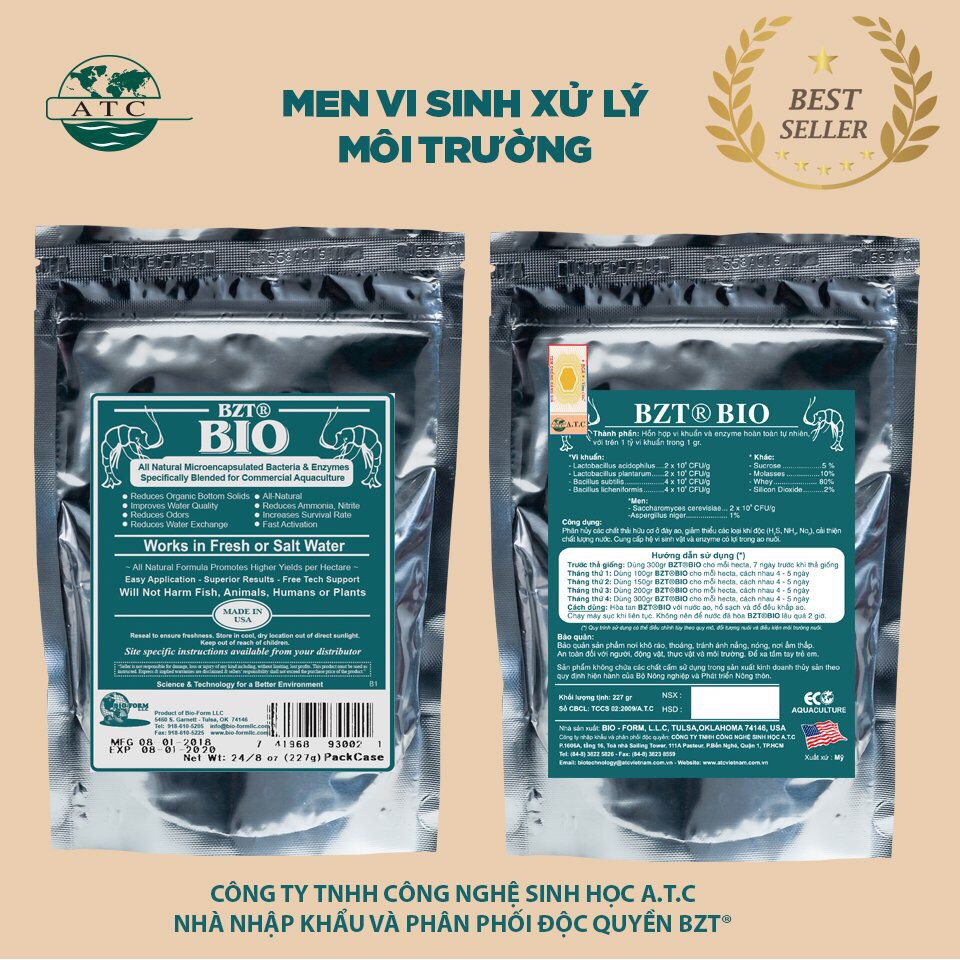 Sản phẩm men vi sinh làm sach ao hồ nuôi thủy sản BZT BIO