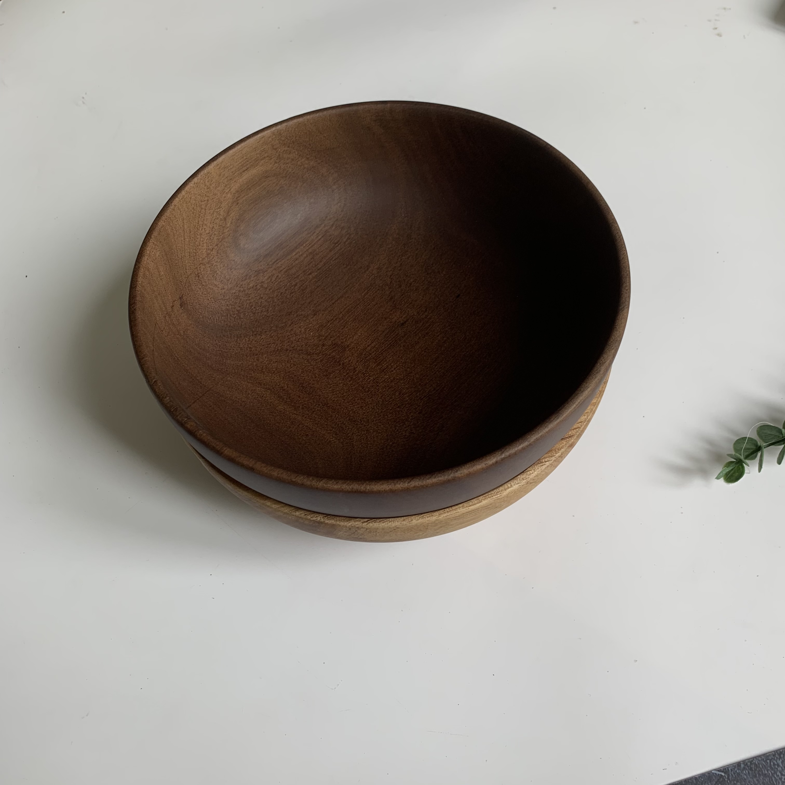 Bát Gỗ, Tô Gỗ Keo Nguyên Khối Cao Cấp Màu Óc Chó 20x7cm