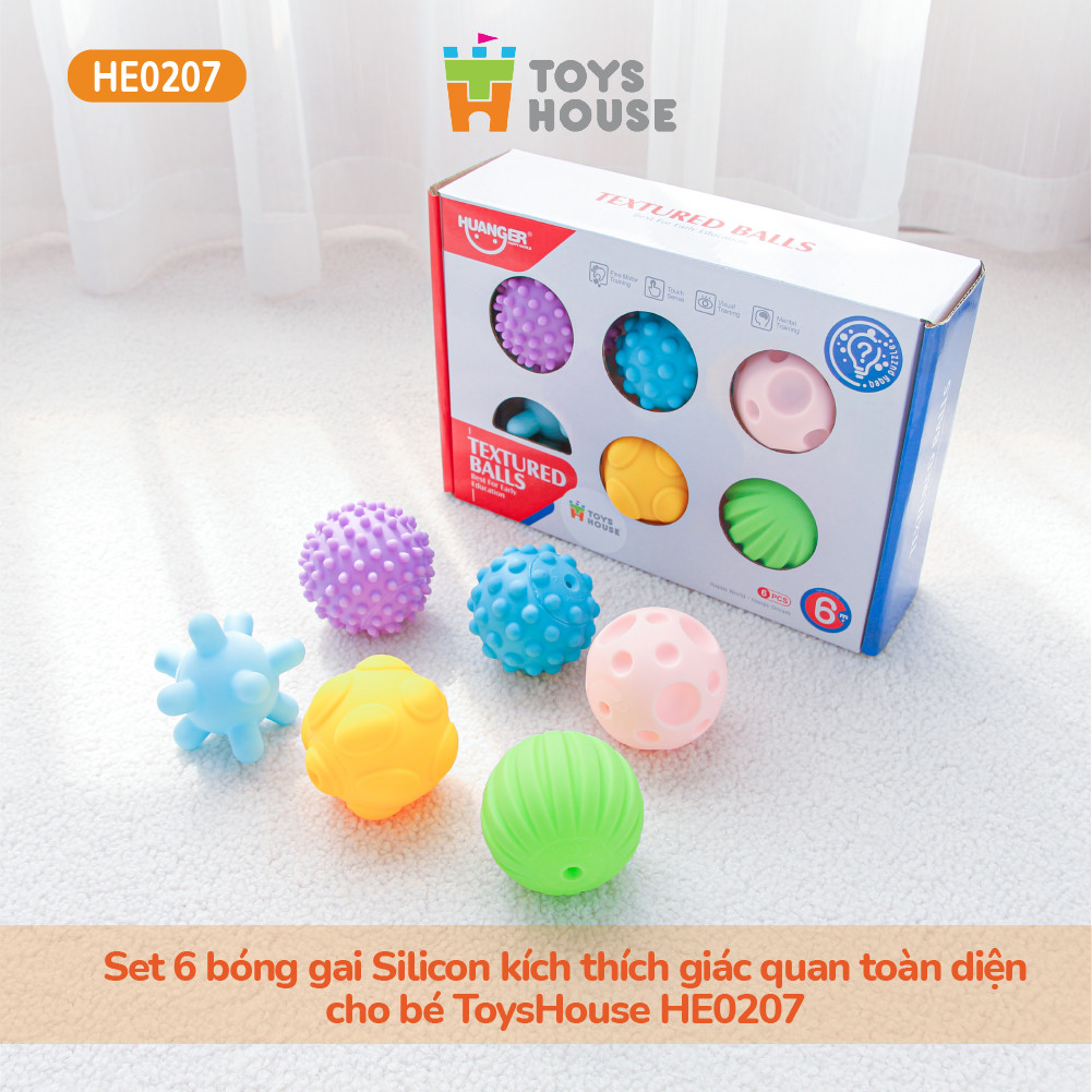 Set 6 bóng gai Silicone kích thích giác quan toàn diện cho bé ToysHouse HE0207