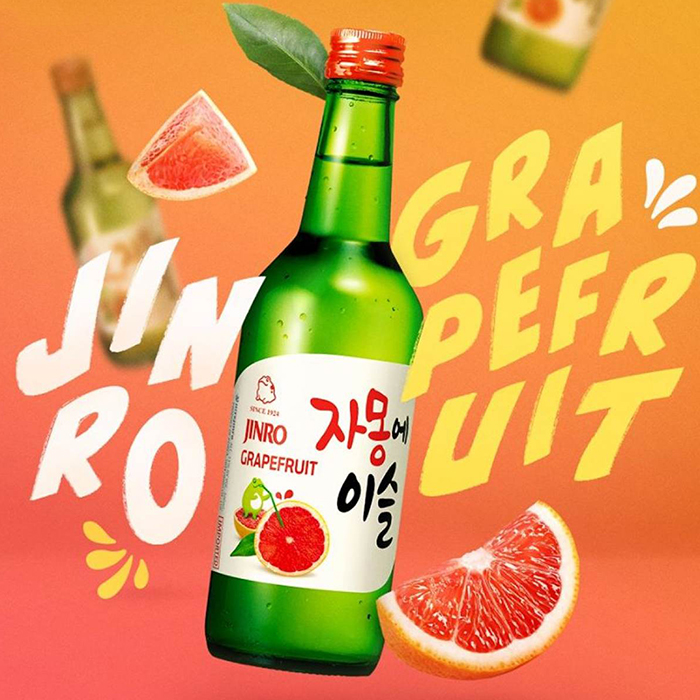 Rượu Soju Hàn Quốc Jinro Grapefruit (Bưởi) 13% 360ml Không Hộp