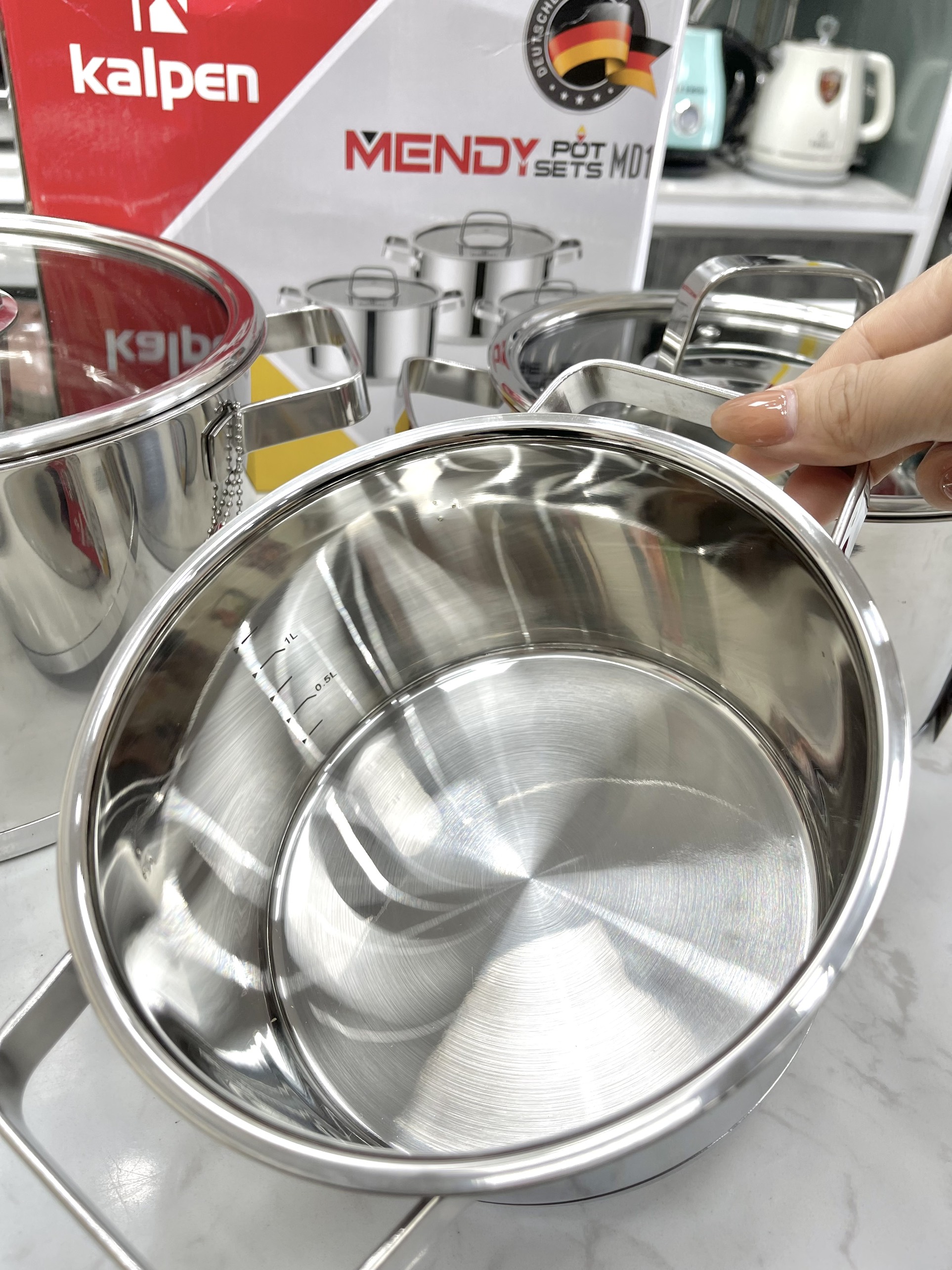 Bộ Nồi INOX 304 Cao Cấp 5 Mendy MD1 Size 16-20-24 Hàng Chính Hãng KALPEN-GIA DỤNG ĐỨC Bảo Hành 2 Năm