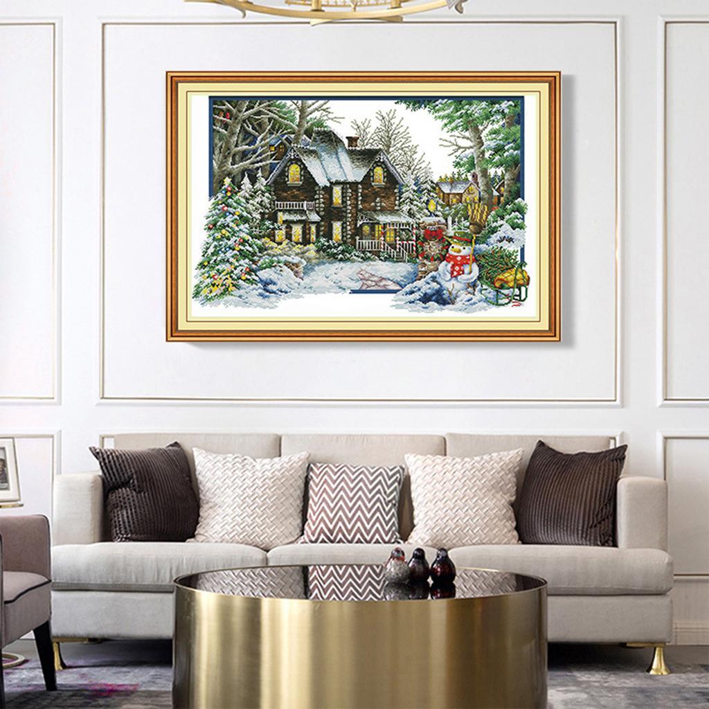 DIY Stamped Cross Stitch Winter Kits Thread Needlework Embroidery Printed