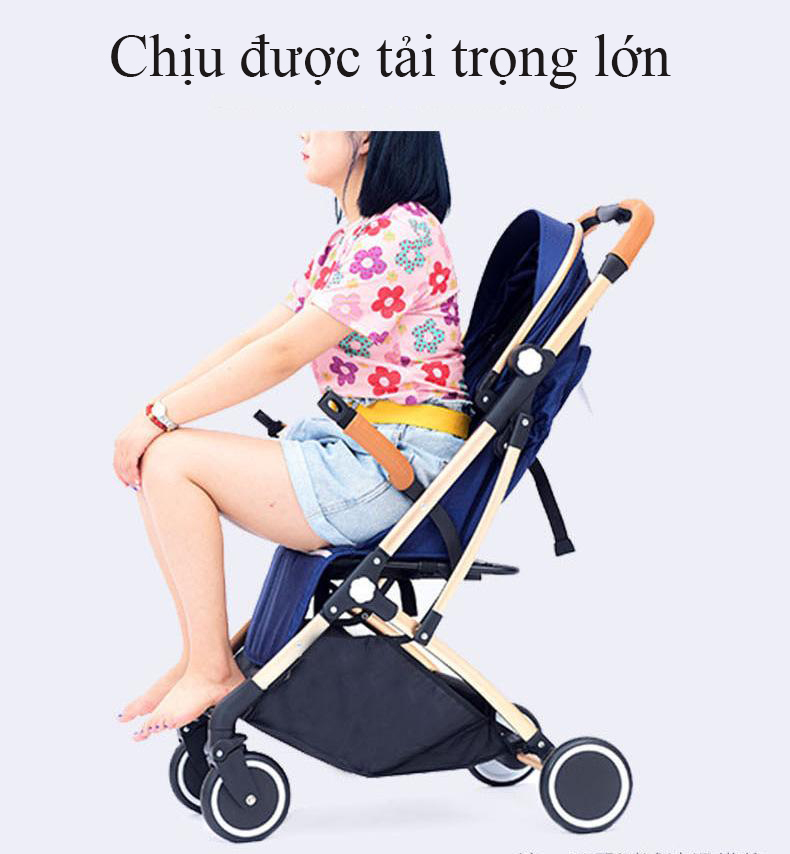 Xe đẩy du lịch siêu nhẹ hợp kim nhôm chịu lực, xe đẩy em bé, xe đẩy gấp gọn (xám)