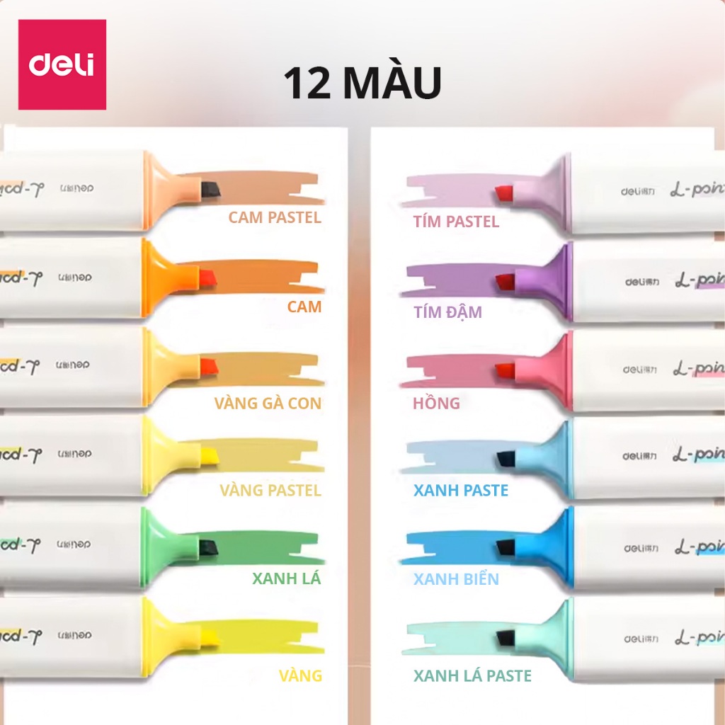 Bút Highlight Deli Nhiều Màu Đánh Dấu Nhớ Dòng Dạ Quang Deli Màu Pastel Phù Hợp Cho Học Sinh Văn Phòng Tiện Dụng