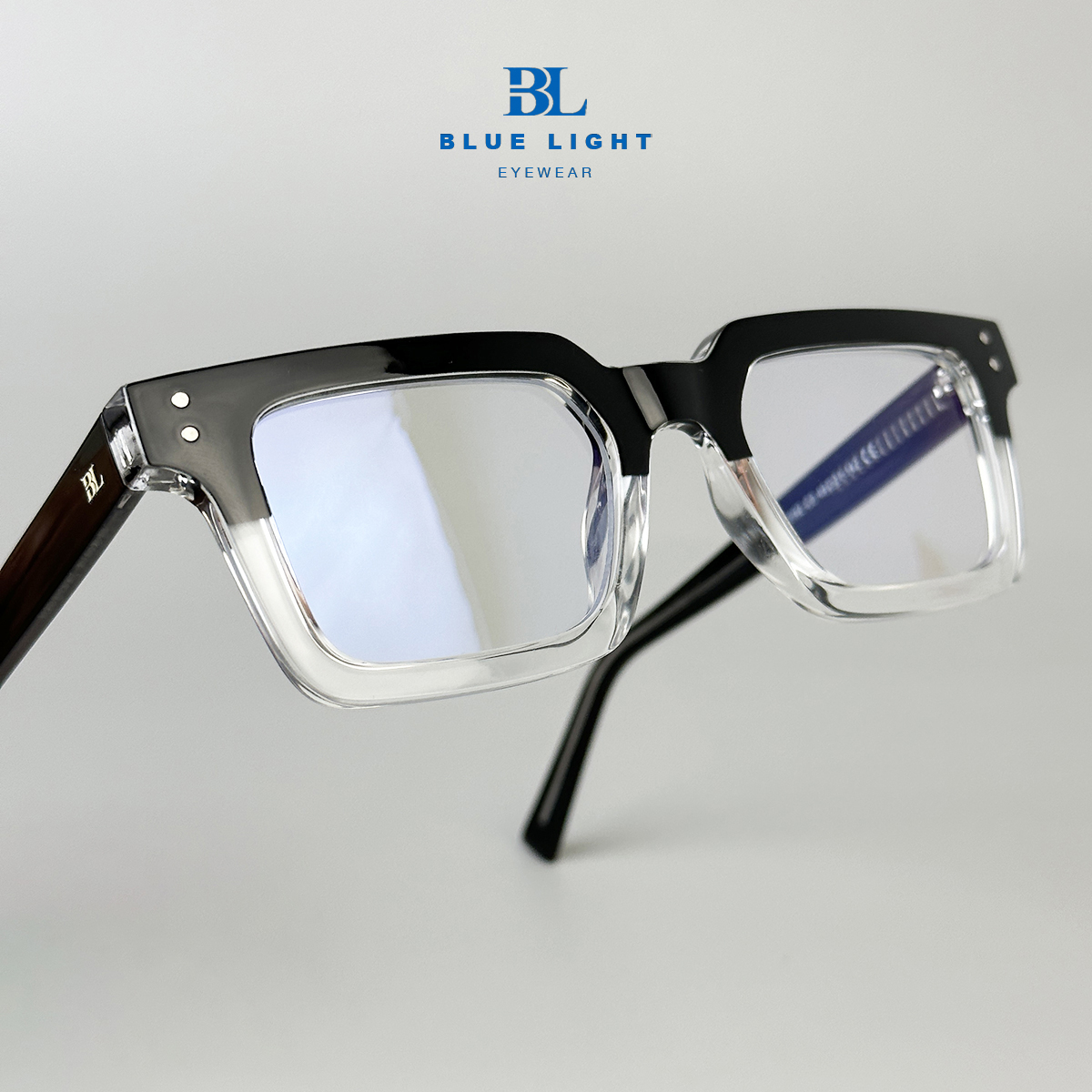 Gọng Kính Cận, Kính Giả Cận Nam Nữ BLUE LIGHT - Cao Cấp Nhựa Acetate Dày Lõi Thép Vuông Nhỏ Góc Cạnh