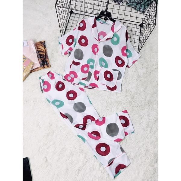 Bộ pijama họa tiết tròn lập thể sang chảnh size dưới 60kg