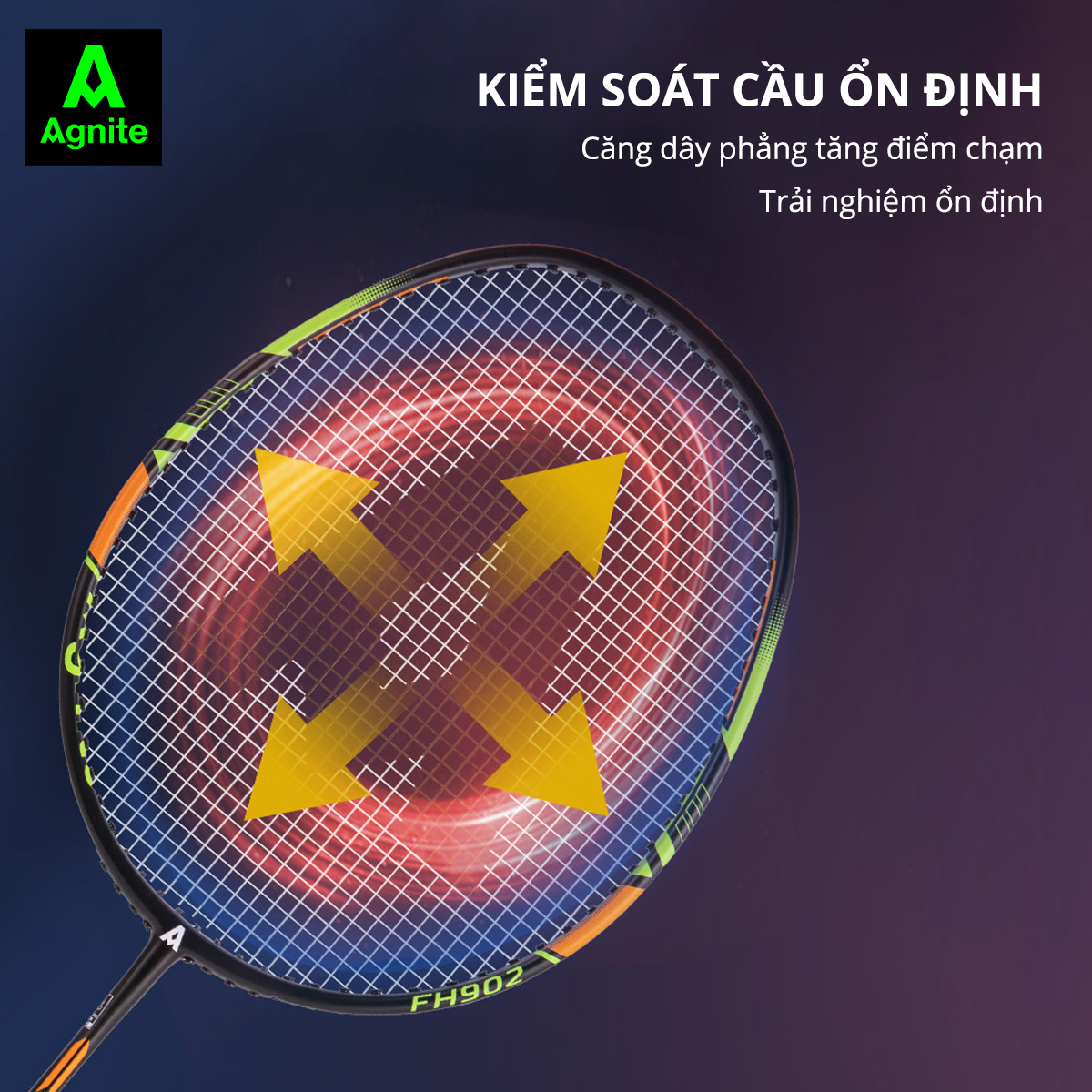 Vợt đơn 1 chiếc thiết kế mới, bền, đẹp, siêu nhẹ chính hãng Agnite tặng kèm túi đựng vợt - FH902
