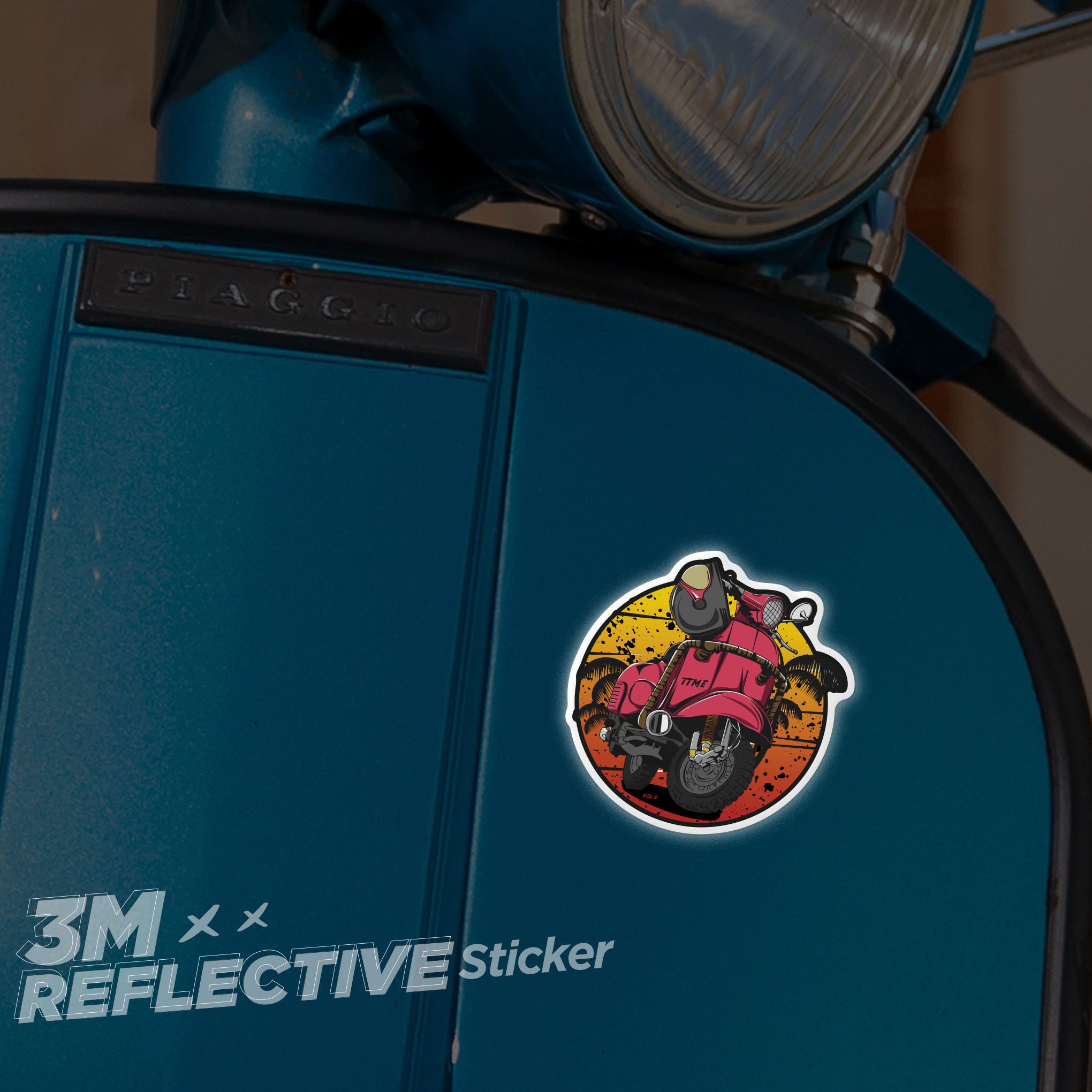 VESPA VINTAGE LOGO 3M - Reflective Sticker Die-cut Hình dán phản quang thương hiệu STICKER FACTORY