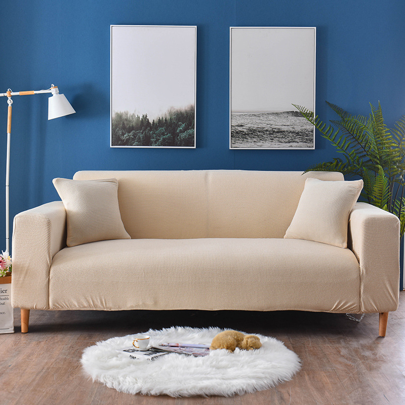 Bộ Bọc Ghế Sofa Đơn/ Đôi/ Ba/ Bốn Chỗ Ngồi bằng chất liệu poly spandex dày dặn co giãn 4 chiều Marytexco màu trơn cổ điển thanh lịch - Tặng kèm 1 vỏ gối freesize