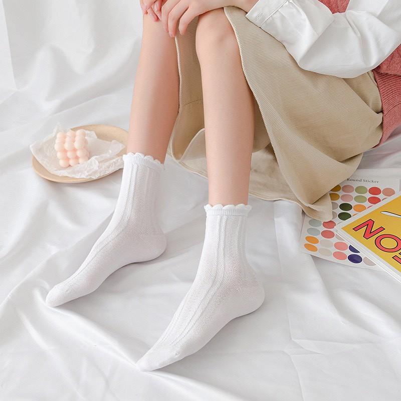 Vớ tất nữ phong cách Hàn Quốc len gân cổ cao mẫu mới hot trend T75