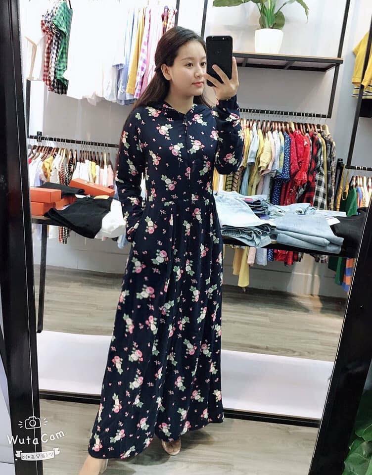 Váy áo chống nắng toàn thân 3 lớp vải lanh nhung Nhật chất xịn mềm êm nhẹ thoáng mát chùm kín chân