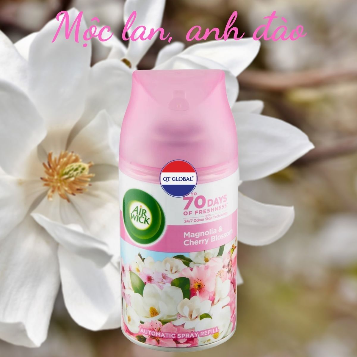 Bình xịt thơm phòng Air Wick Magnolia &amp; Cherry Blossom 250ml QT016839 - mộc lan, anh đào