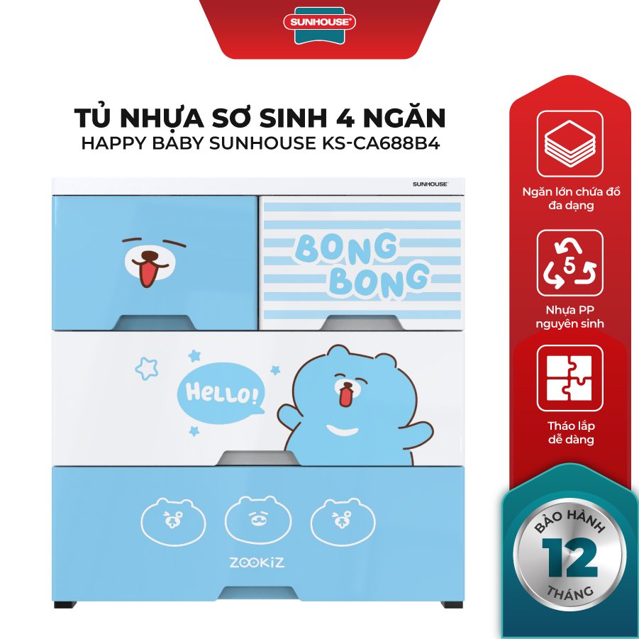 Tủ nhựa sơ sinh Happy Baby Sunhouse KS-CA688