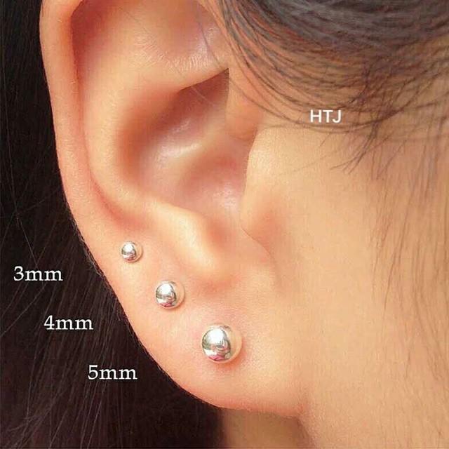 Bông tai nụ bi bạc ta chất liệu bạc ta chốt sát tai có nhiều size lựa chọn trang sức Bạc Quang Thản