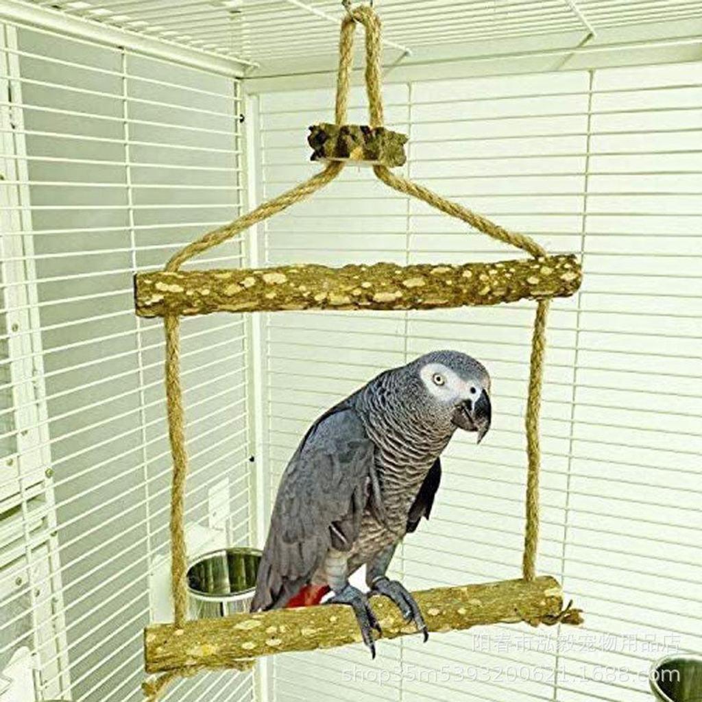 Wooden Bird Swing Parrot Parakeet Budgie Macaw Cage Climbing Hanging Toy