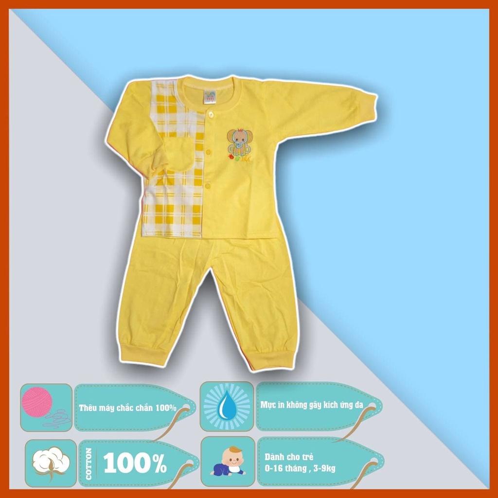 Set áo quần trẻ em sơ sinh thêu hình voi con caro - 4 màu - dành cho trẻ 3 - 9kg