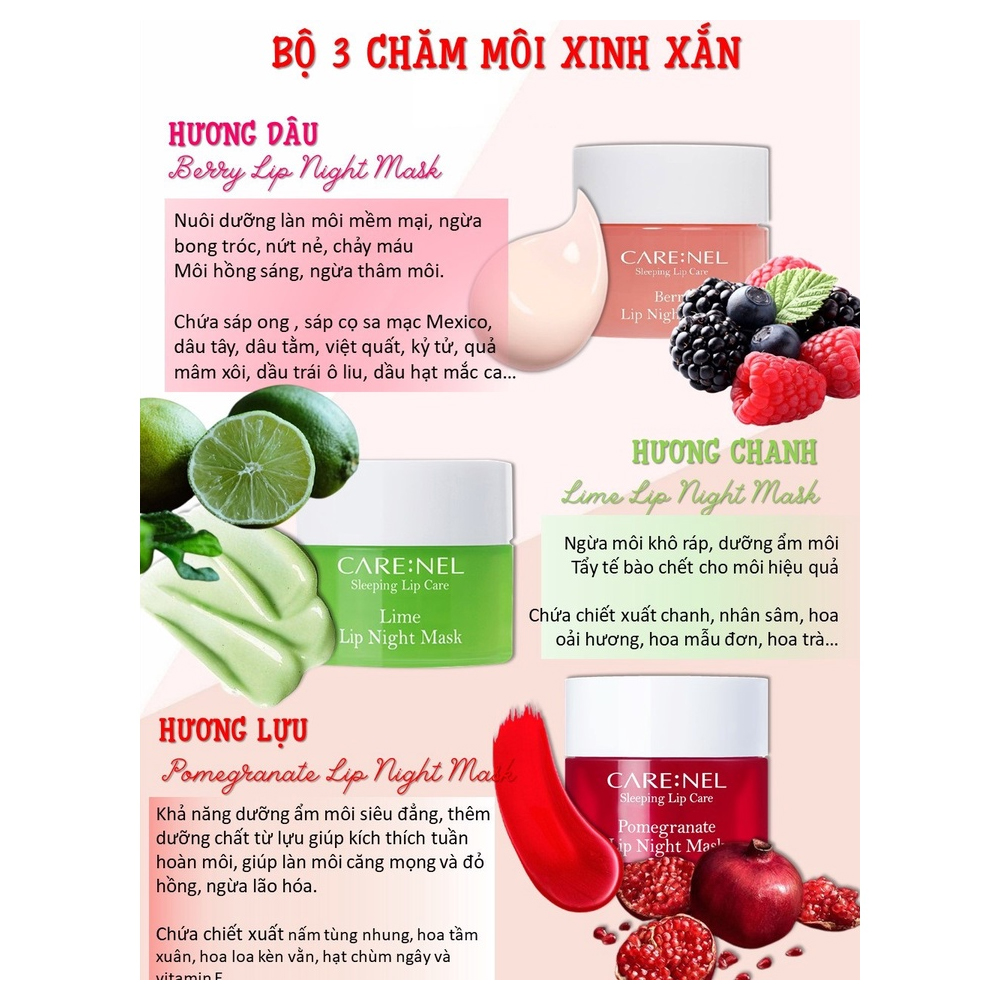 Mặt nạ ngủ môi CARE:NEL Lip Night Mask Hàn Quốc 5G