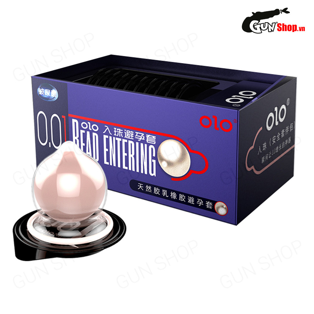 Hộp 10 cái] Bao cao su OLO 0.01 Bead Entering - Siêu mỏng, bi tăng thêm 3cm kèm 1 chiếc BCS Gun Super Thin