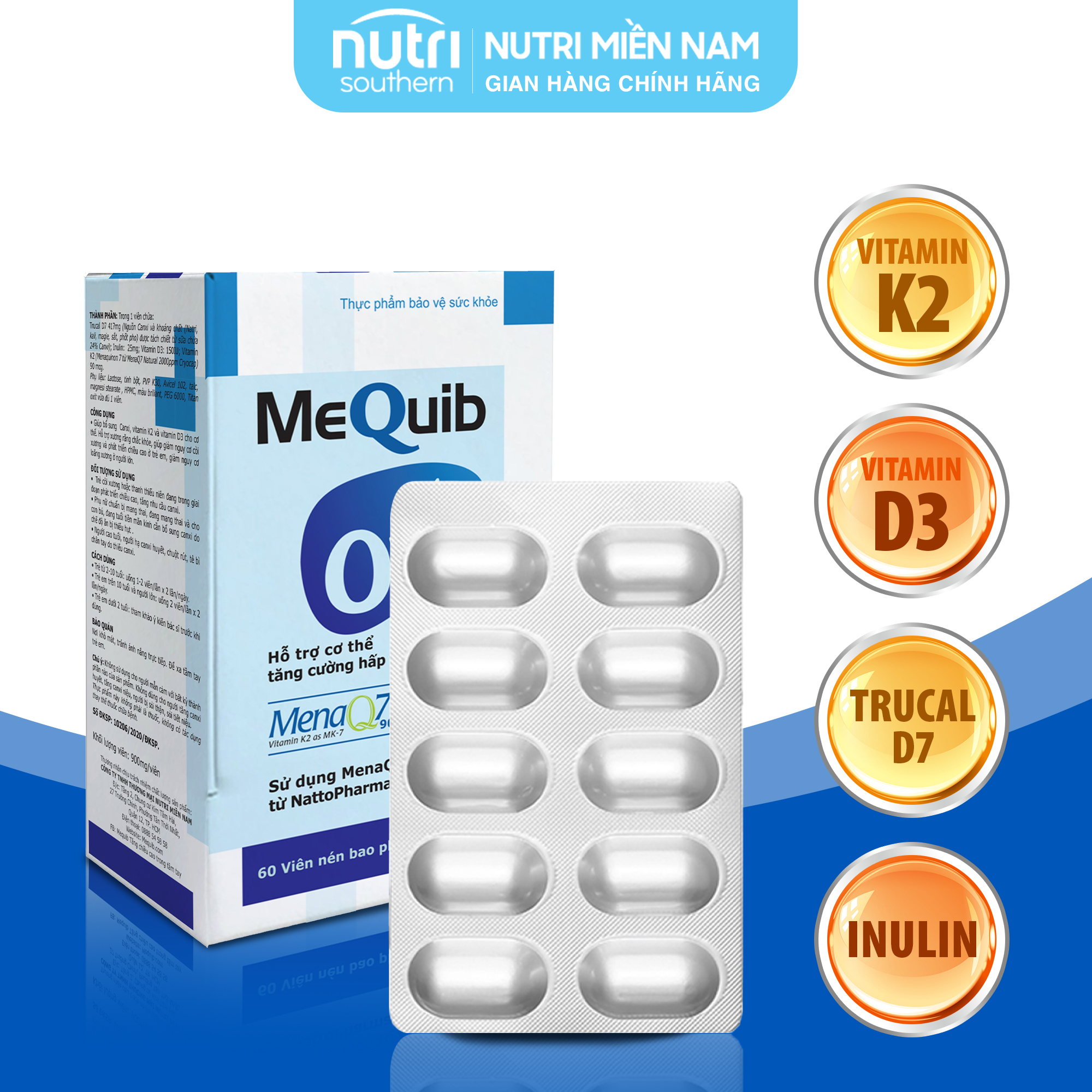 Vitamin D3 K2 MK7 MenaQ7 Và Canxi MEQUIB OST - Hỗ Trợ Tăng Cường Hấp Thu Canxi, Tăng Trưởng Chiều Cao và Phòng chống loãng xương