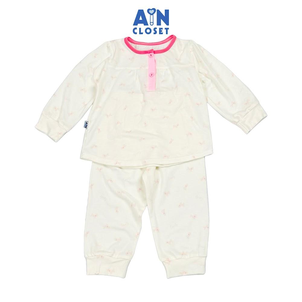 Bộ quần áo Dài bé gái họa tiết Cún Nhí Hồng thun cotton - AICDBGZSR3UP - AIN Closet