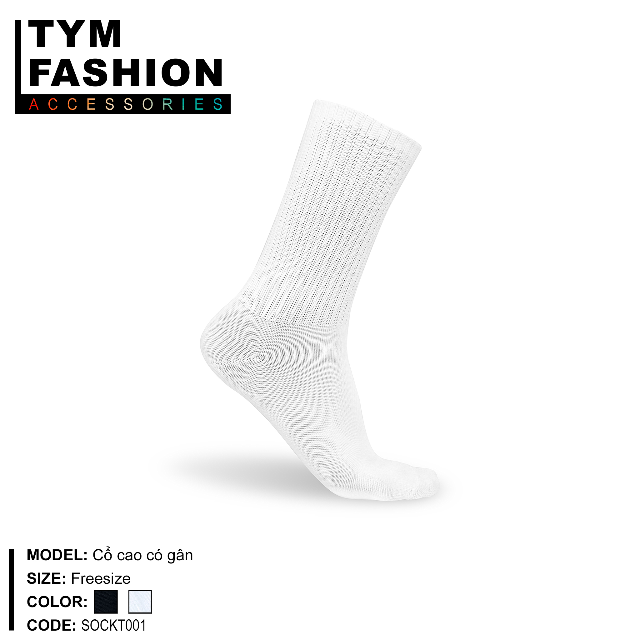 Vớ Cotton dệt cao cấp Nam Nữ TYM - trơn - kích thước Thấp Lửng Cao - Thoáng khí, thấm hút tốt - SOCKT001 - TYM FASHION