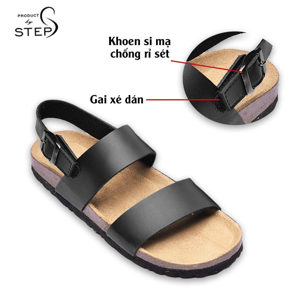 Giày đế trấu Unisex Da tổng hợp quai đôi