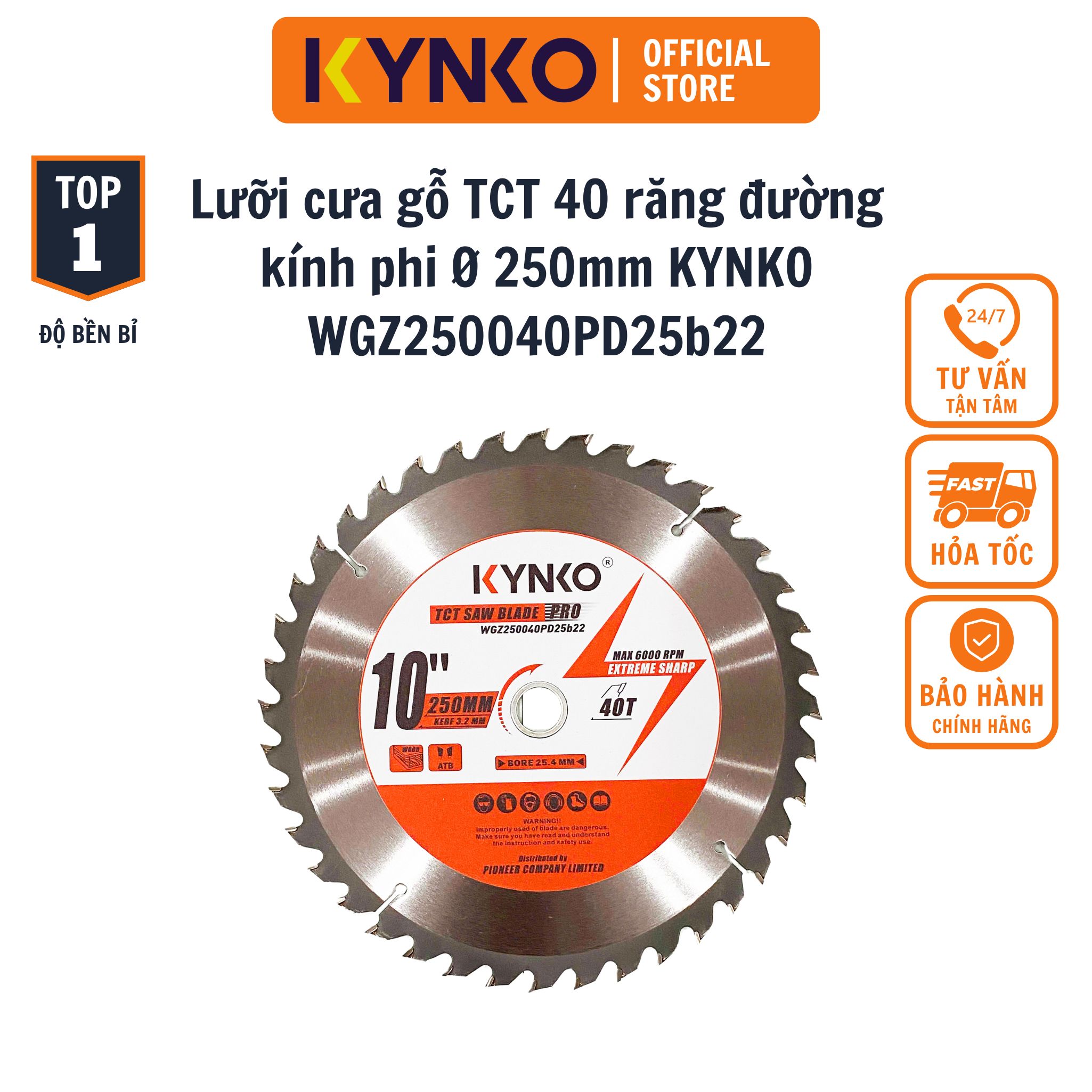 LƯỠI CƯA GỖ 40 RĂNG KYNKO WGZ250040PD25b22 CHÍNH HÃNG GIÁ TỐT