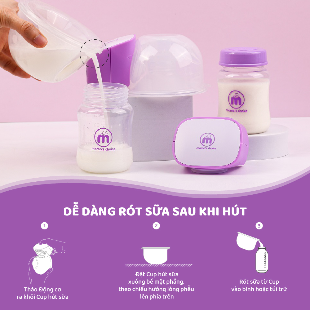 Hút Sữa Di Chuyển Mama’s Choice, Combo Thiết Kế Nhỏ Gọn, Hút Sữa Mọi Lúc Mọi Nơi, Bảo Quản Sữa Mẹ Lên Đến 14 Tiếng