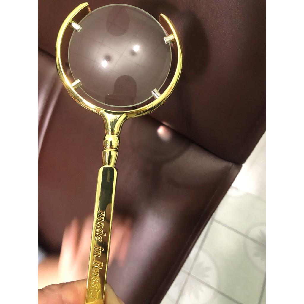 Kính lúp Magnifier Nga 70mm gọng inox 304 siêu bền đẹp vàng bóng sang trọng Hcm
