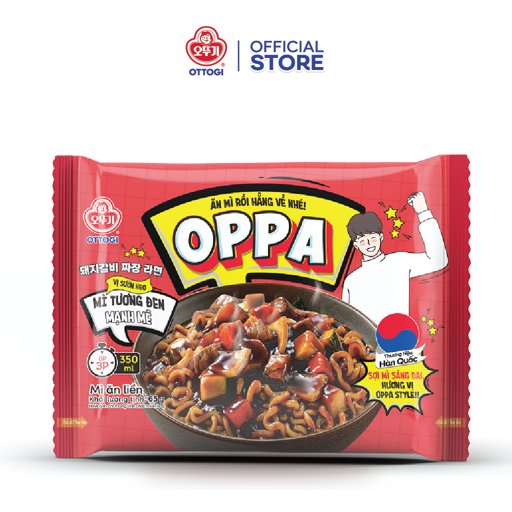 Oppa mì tương đen vị sườn heo ăn liền Ottogi 65g