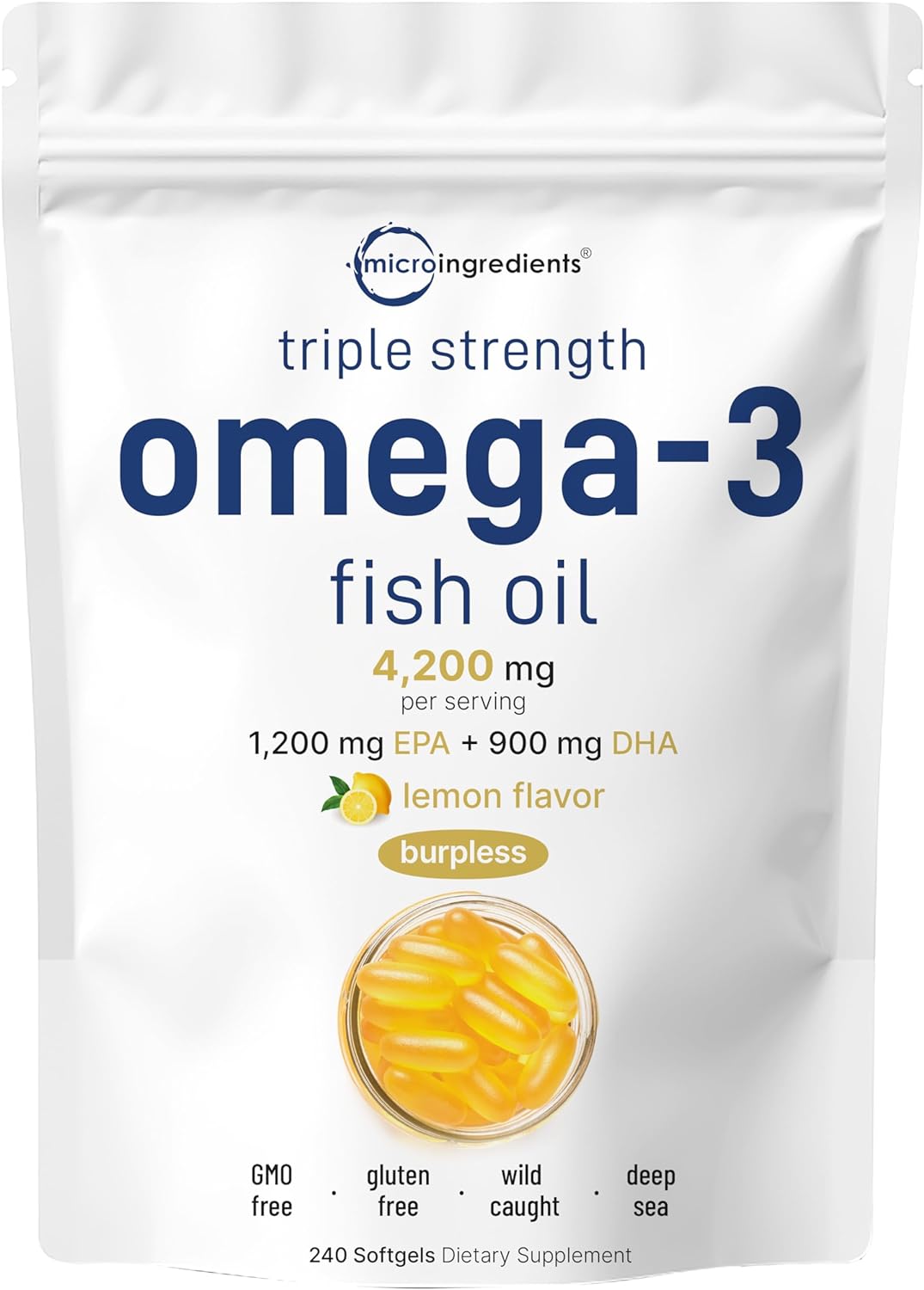 Viên Uống Dầu Cá Hàm Lượng Cao (240 - 300 viên) Micro Ingredients Omega 3 Fish Oil