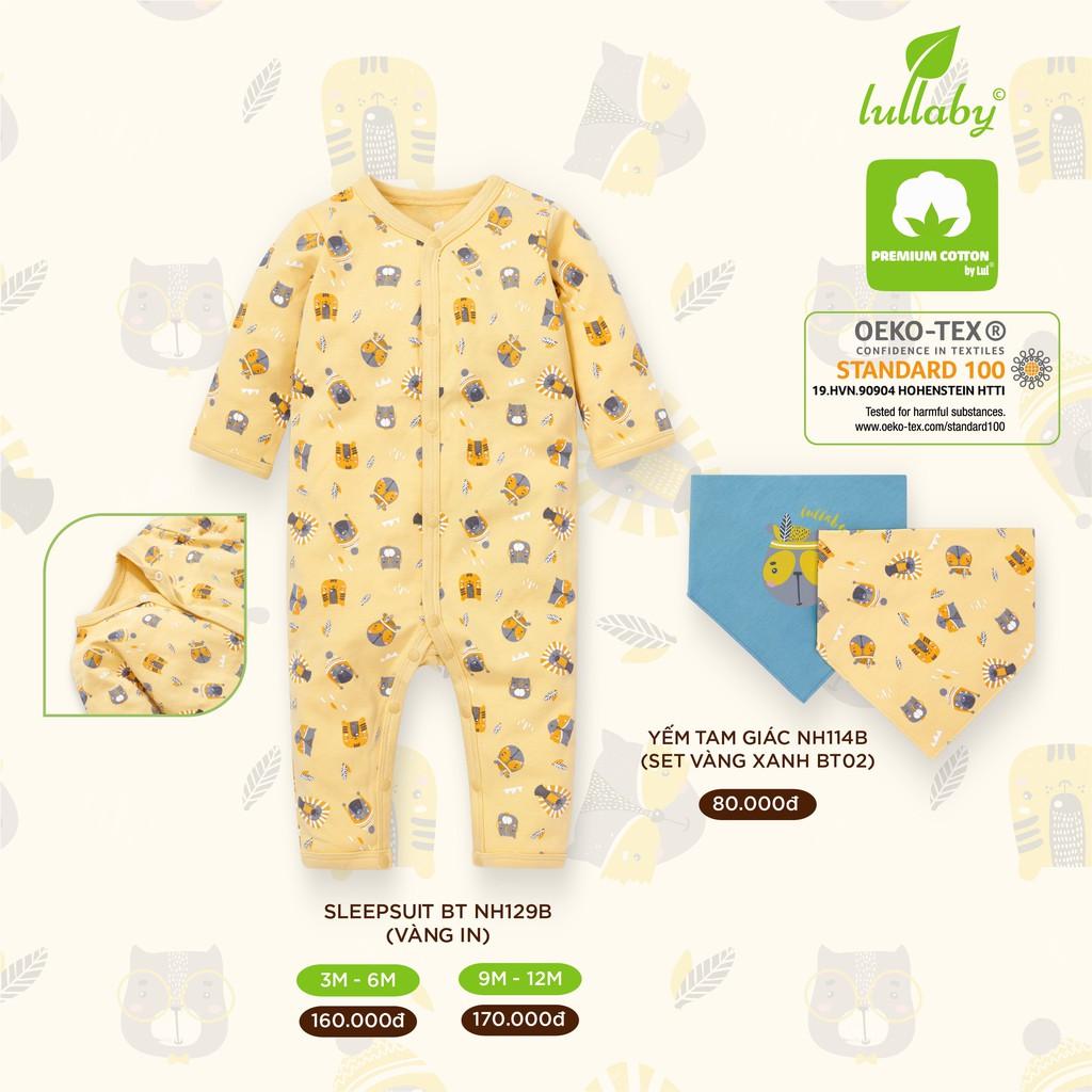 Set 2 yếm cotton dày Lullaby, yếm tam giác cài cúc sơ sinh Lullaby cao cấp