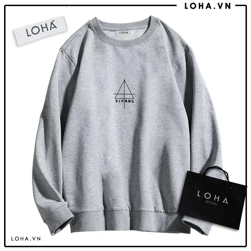 Áo Sweater in hình và chữ YIYANG Oversize Basic áo nỉ Nhật cao cấp dài tay Unisex LOHA